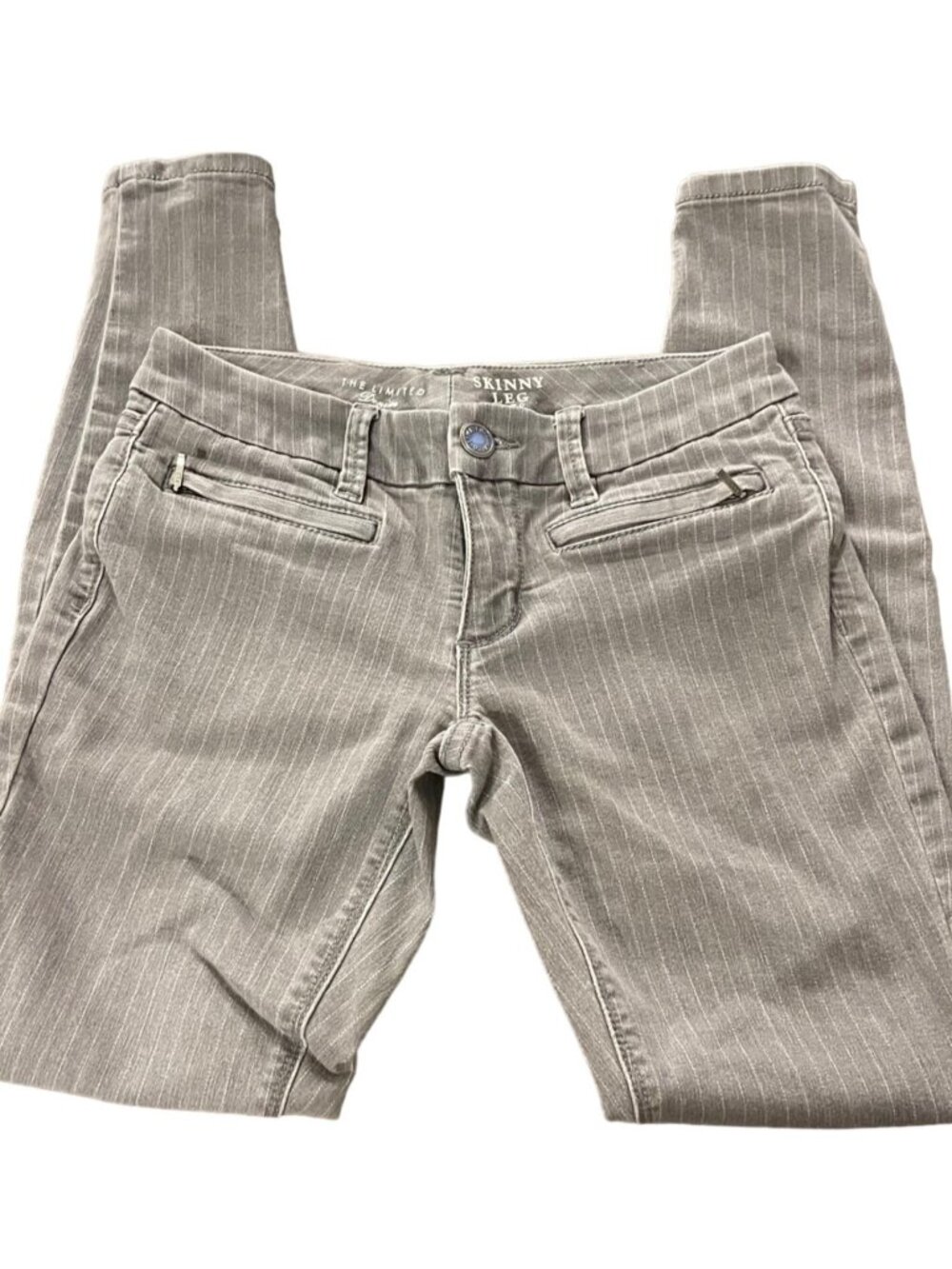 The Limited Womens Skinny Leg Pinstripe Pants Size 0 Gray
